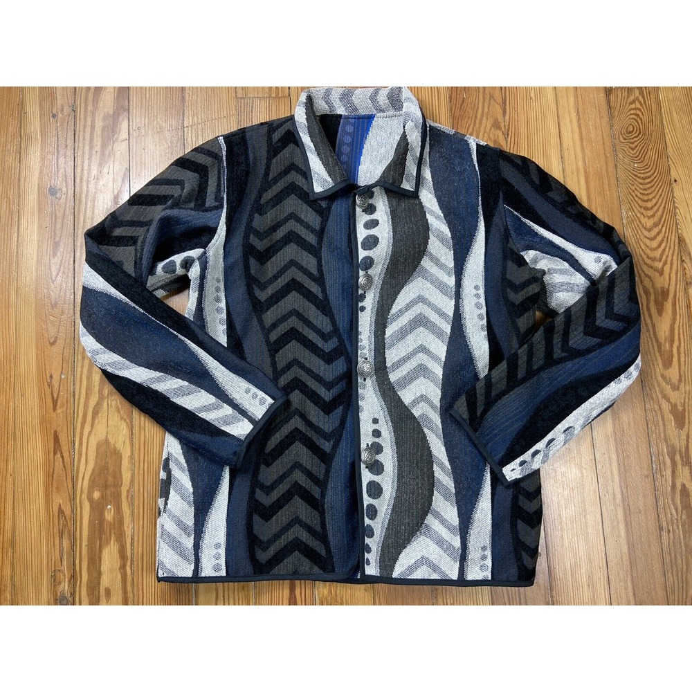 Two-In-One Reversible Chenille Jacquard Jacket by Irresistible Reversibles Sz M‎